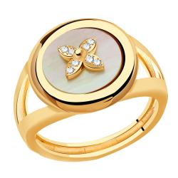 Золотое кольцо BERGER Б110114п с фианитом и перламутром Б110114п фото