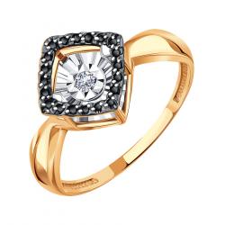 Золотое кольцо Karatov с танцующим бриллиантом и чёрным бриллиантом Т145618649-01 Т145618649-01 фото