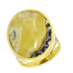 Кольцо из лимонного серебра Янтарная волна Я720001пк-беж-2 с янтарём Я720001пк-беж-2 фото