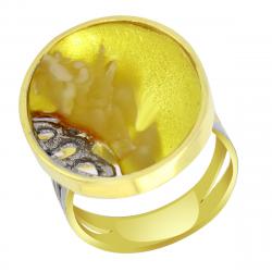 Кольцо из лимонного серебра Янтарная волна Я720001пк-беж-3 с янтарём Я720001пк-беж-3 фото