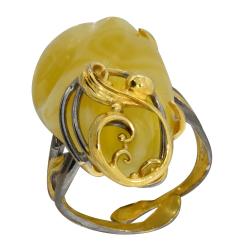 Кольцо из лимонного серебра Янтарная волна Я720026пк-ж-1 с янтарём Я720026пк-ж-1 фото
