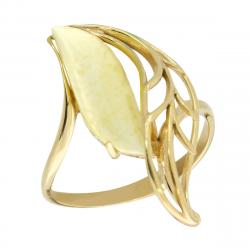 Кольцо из золочёного серебра Янтарная волна Я820193п-б с янтарём Я820193п-б фото