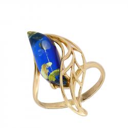 Кольцо из золочёного серебра Янтарная волна Я820193п-с с янтарём Я820193п-с фото