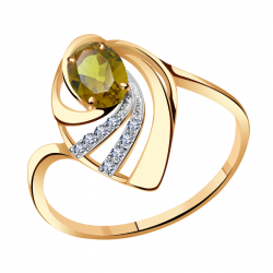 Золотое кольцо Александра кл1199-48ск с фианитом и султанитом кл1199-48ск фото