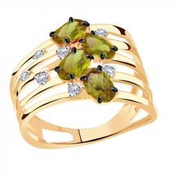 Золотое кольцо Александра кл1488-48ск с фианитом и султанитом кл1488-48ск фото