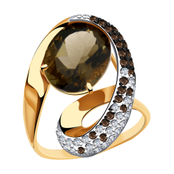 Золотое кольцо Александра кл1509-4ск-кр с фианитом и раухтопазом кл1509-4ск-кр фото
