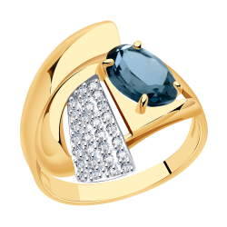 Золотое кольцо Александра кл2221-28ск с фианитом и Лондон топазом кл2221-28ск фото