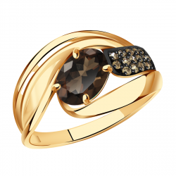 Золотое кольцо Александра кл2506-4ск-ш с фианитом и раухтопазом кл2506-4ск-ш фото