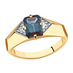 Золотое кольцо Александра кл2534сбк с бриллиантом и александритом кл2534сбк фото