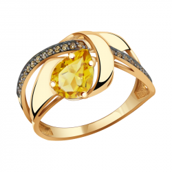 Золотое кольцо Александра кл2539-6ск-ш с фианитом и цитрином кл2539-6ск-ш фото