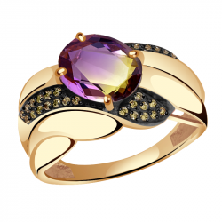 Золотое кольцо Александра кл2592-49ск-ш с фианитом и аметрином кл2592-49ск-ш фото