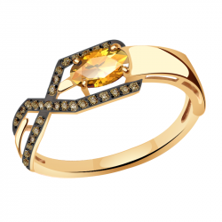 Золотое кольцо Александра кл2688-6ск-ш с фианитом и цитрином кл2688-6ск-ш фото