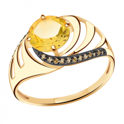 Золотое кольцо Александра кл3115-6ск-ш с фианитом и цитрином кл3115-6ск-ш фото