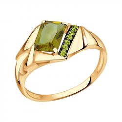 Золотое кольцо Александра с ситаллом цвета Султанит и фианитом кл3589-48ск-са кл3589-48ск-са фото