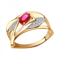 Золотое кольцо Александра кл3604-30ск с фианитом и рубиновым корундом кл3604-30ск фото