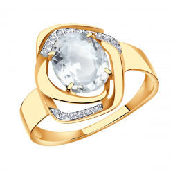 Золотое кольцо Александра кл3621-7ск с фианитом и горным хрусталём кл3621-7ск фото
