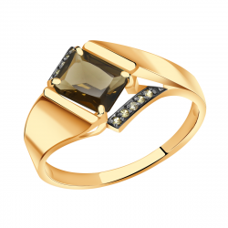 Золотое кольцо Александра кл3718-4ск-ш с фианитом и раухтопазом кл3718-4ск-ш фото