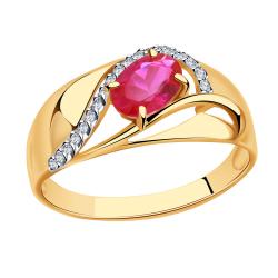 Золотое кольцо Александра кл3808-30ск с фианитом и рубиновым корундом кл3808-30ск фото