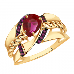Золотое кольцо Александра кл3976-30ск-р с фианитом и рубиновым корундом кл3976-30ск-р фото