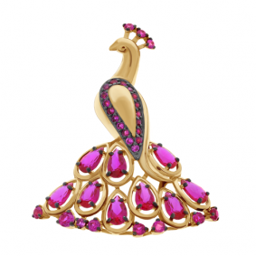 Золотая подвеска Александра п732-30ск с фианитом и рубиновым корундом п732-30ск фото