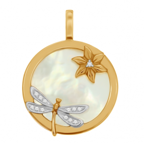 Золотая подвеска Александра кл2020б-10с с фианитом и перламутром кл2020б-10с фото