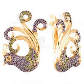 Золотые серьги Александра кл2157а-20ск с фианитом кл2157а-20ск фото