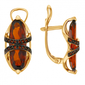 Золотые серьги Александра кл2094а-34с с фианитом и гранатом кл2094а-34с фото