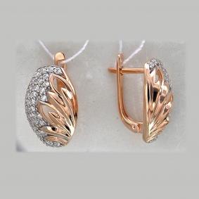 Золотые серьги ТД Эстет 20051500 с фианитом 20051500 фото