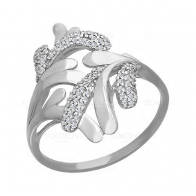 Кольцо из белого золота SOKOLOV 015990б с фианитом 015990б фото