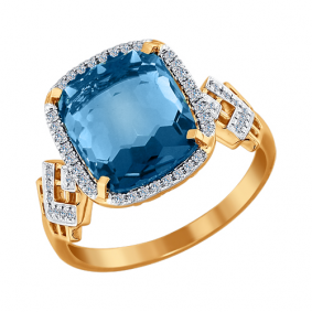 Золотое кольцо SOKOLOV 6014019СЛ с бриллиантом и ситаллом 6014019СЛ фото