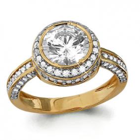 Золотое кольцо AQUAMARINE 66242 с фианитом 66242 фото