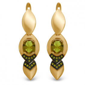 Золотые серьги Александра кл2151а-48с с фианитом и султанитом кл2151а-48с фото