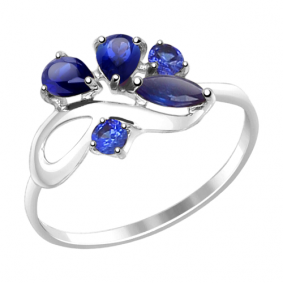 Кольцо из белого золота SOKOLOV 714610 б с сапфировым корундом 714610 б фото