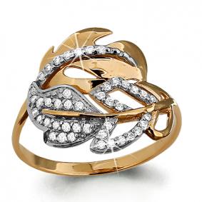 Золотое кольцо AQUAMARINE 63476 с фианитом 63476 фото