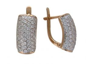 Золотые серьги ТД Эстет 2140391К с фианитом 2140391К фото