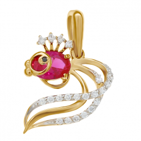 Золотая подвеска Александра п535-30с с фианитом и рубиновым корундом п535-30с фото