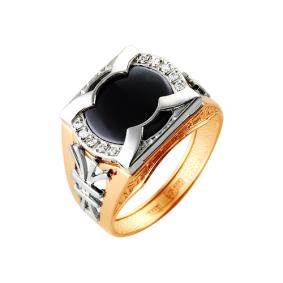 Золотое кольцо Караваевская ювелирная фабрика 41-0156 с ониксом 41-0156 фото