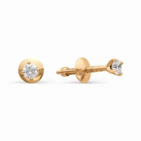 Золотые серьги АЛЬКОР 2308-100 с бриллиантом 2308-100 фото