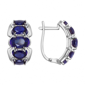 Серьги из белого золота SOKOLOV 724565б с сапфировым корундом 724565б фото