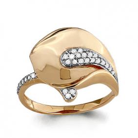 Золотое кольцо AQUAMARINE 63470 с фианитом 63470 фото