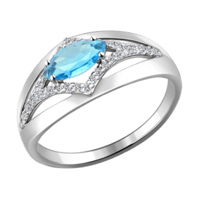 Кольцо из белого золота SOKOLOV 714219 б с топазом и фианитом 714219 б фото