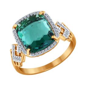 Золотое кольцо SOKOLOV 6014019К с бриллиантом и кварцем 6014019К фото