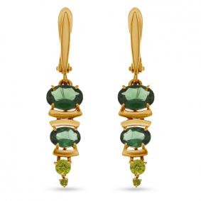 Золотые серьги Александра кл2030а-26с с фианитом и турмалином кл2030а-26с фото