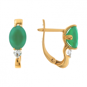 Золотые серьги AQUAMARINE 940750 с бриллиантом и агатом 940750 фото