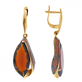 Золотые серьги Александра кл2040а-34с с фианитом и гранатом кл2040а-34с фото