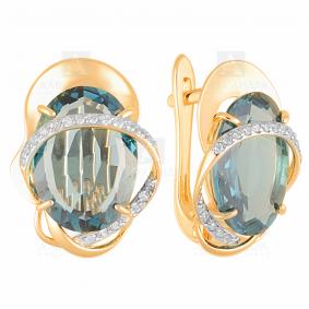 Золотые серьги Александра кл1977а-63ск с фианитом и ситаллом кл1977а-63ск фото