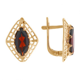 Золотые серьги Александра кл1857а-2с с гранатом кл1857а-2с фото