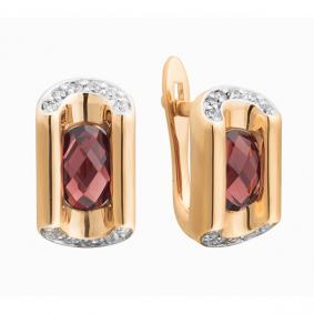 Золотые серьги Александра кл1351а-2ск с фианитом и гранатом кл1351а-2ск фото