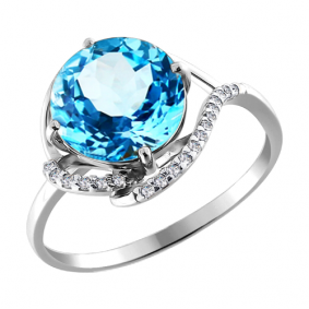 Кольцо из белого золота SOKOLOV 712215б с топазом и фианитом 712215б фото