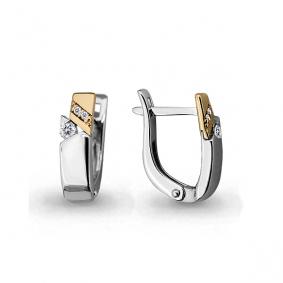 Золотые серьги AQUAMARINE 941655к с бриллиантом 941655к фото